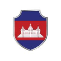 Flag of Cambodia with metal shield frame vector