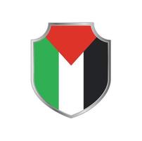 bandera de palestina con marco de escudo de metal vector