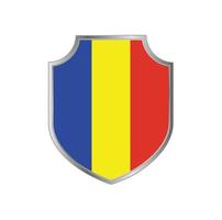 Flag of Romania with metal shield frame vector