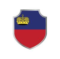 Bandera de Liechtenstein con marco de escudo de metal vector