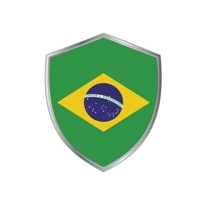 Flag of Brazil with silver frame