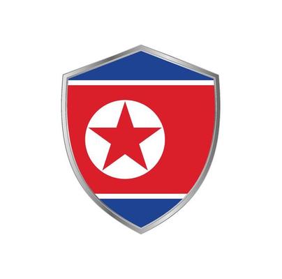 Flag of North Korea with silver frame