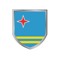 Flag Of Aruba with Metal Shield Frame vector