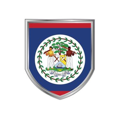 Flag Of Belize with metal shield frame