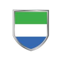 Flag Of Sierra Leone with Metal Shield Frame vector