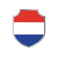 Bandera de Holanda con marco de escudo de metal vector