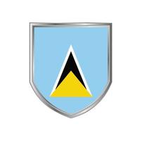 Flag Of Saint Lucia with Metal Shield Frame vector