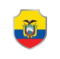 Flag of Ecuador with metal shield frame