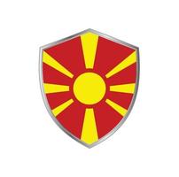 Flag of North Macedonia with silver frame vector