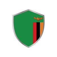 bandera de zambia con marco plateado vector