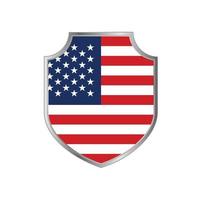 Flag of American with metal shield frame vector