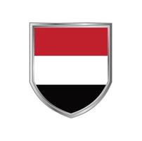 Flag Of Yemen with Metal Shield Frame vector