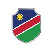 Flag of Namibia with metal shield frame vector