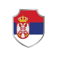 Flag of Serbia with metal shield frame vector