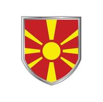 Pabellón de Macedonia del Norte con marco de escudo de metal vector