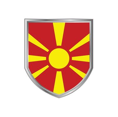 Flag Of North Macedonia with Metal Shield Frame