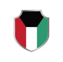 Flag of Kuwait with metal shield frame vector