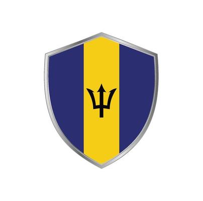 Flag of Barbados with silver frame