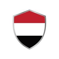 Flag of Yemen with silver frame vector