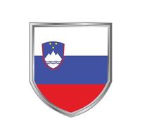 Bandera de Eslovenia con marco de escudo de metal vector