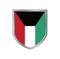 Bandera de Kuwait con marco de escudo de metal vector