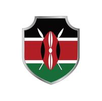 Flag of Kenya with metal shield frame vector