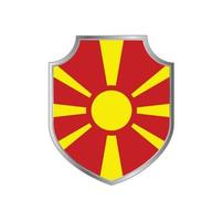 Flag of North Macedonia with metal shield frame vector