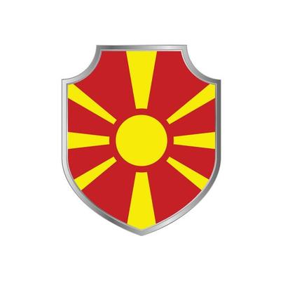 Flag of North Macedonia with metal shield frame