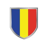 Flag Of Romania or chad with metal shield frame vector