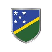 Flag Of Solomon Islands with metal shield frame vector