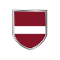 Bandera de Letonia con marco de escudo de metal vector