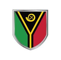 bandera de vanuatu con marco de escudo de metal vector