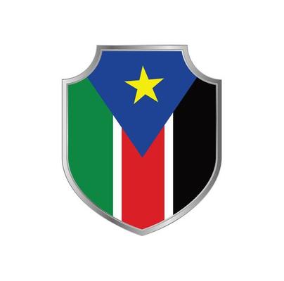 Flag of South Sudan with metal shield frame