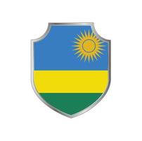 Flag of Rwanda with metal shield frame vector