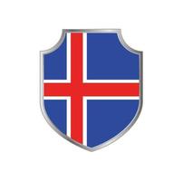 bandera de islandia con marco de escudo de metal vector