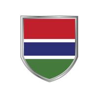 bandera de gambia con marco de escudo de metal vector