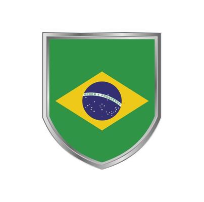 Flag Of Brazil with metal shield frame