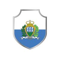 Flag of San Marino with metal shield frame vector