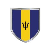 Flag Of Barbados with metal shield frame vector