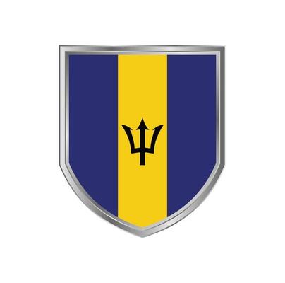 Flag Of Barbados with metal shield frame