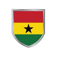 bandera de ghana con marco de escudo de metal vector