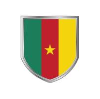 Flag Of Cameroon with Metal Shield Frame vector