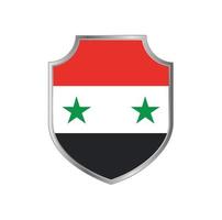 Flag of Syria with metal shield frame vector