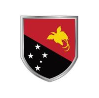 Flag Of Papua New Guinea with Metal Shield Frame vector