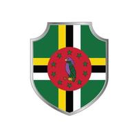 bandera de dominica con marco de escudo de metal vector