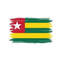 Togo flag vector with watercolor brush style