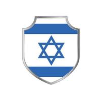 Flag of Israel with metal shield frame vector