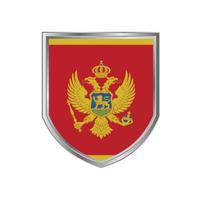 Flag Of Montenegro with Metal Shield Frame vector