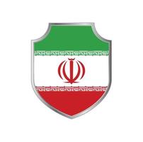 Flag of Iran with metal shield frame vector