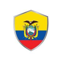 bandera de ecuador con marco plateado vector